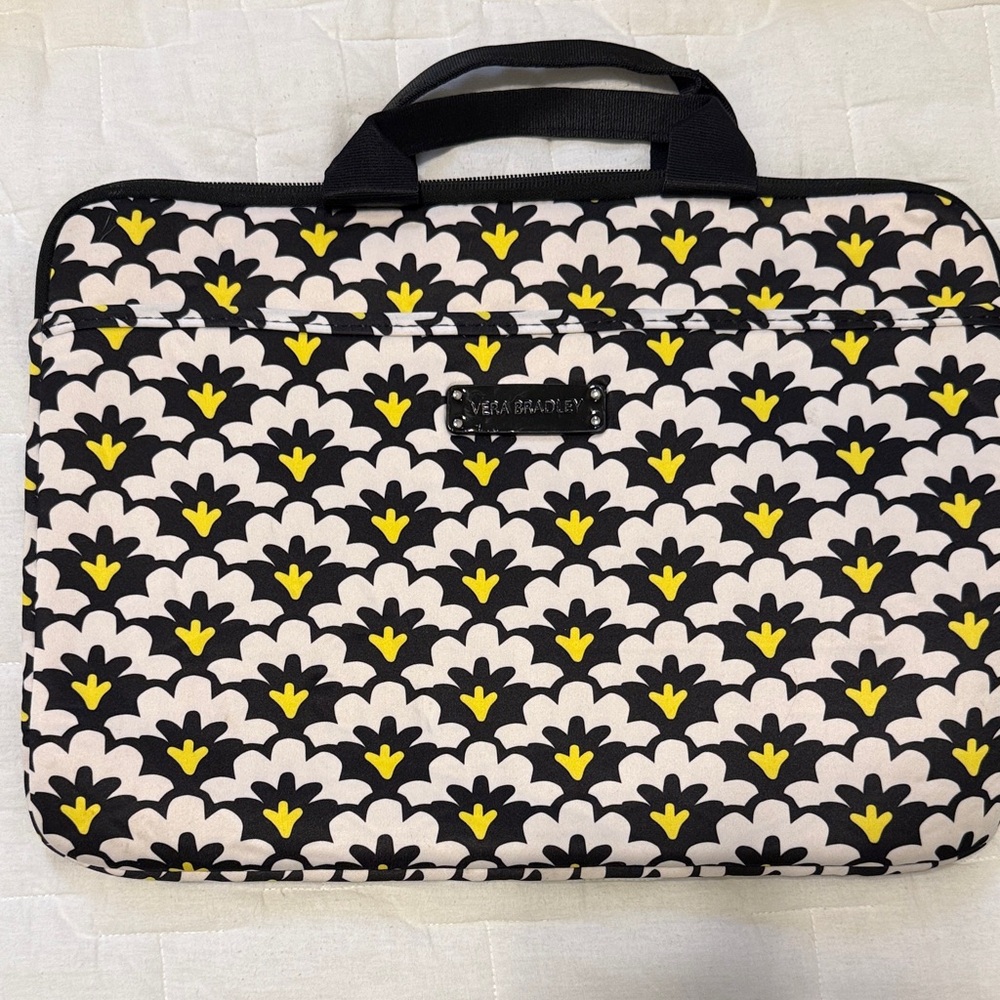 Vera Bradley Black and Yellow Patterned Laptop Case